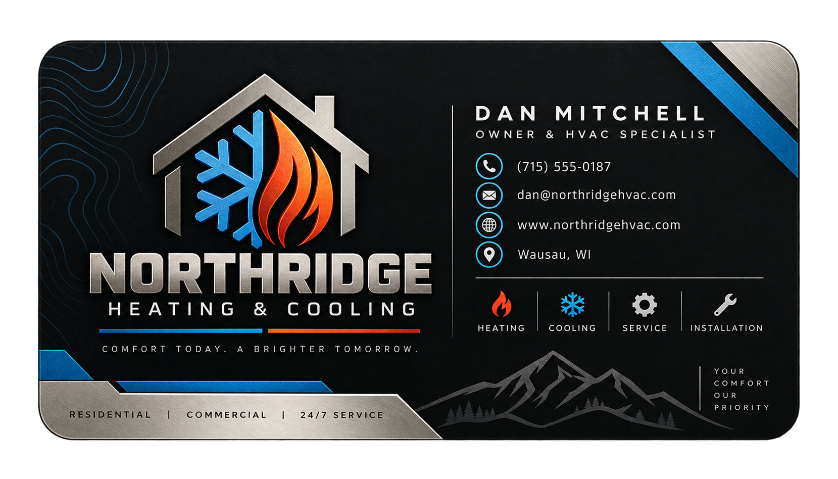 Northridge Heating & Cooling — HVAC business card design